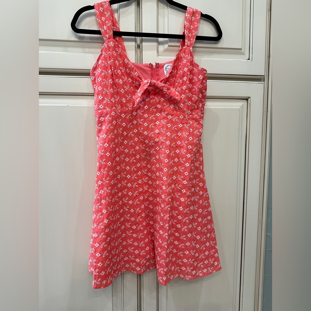 Woman’s Sleeveless Floral Coral Dress